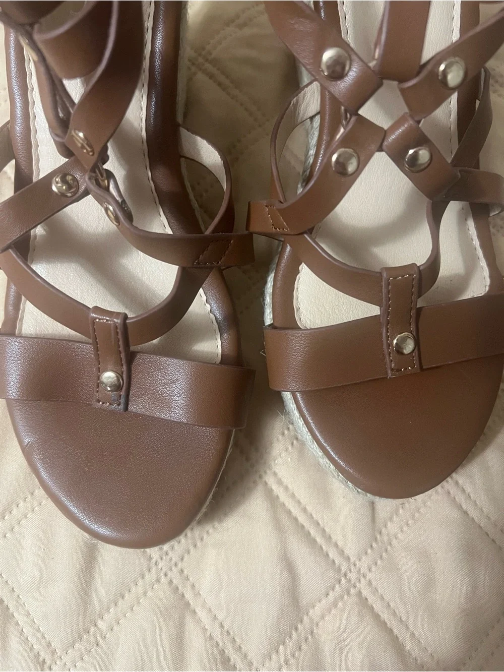 Refresh Emery Women’s Gladiator Brown Strappy Espadrille Wedge Sandals